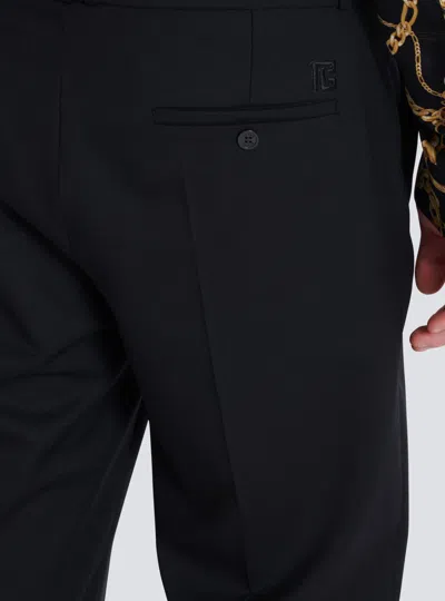 Balmain Embroidered Crepe Straight-leg Tailored Trousers In Black