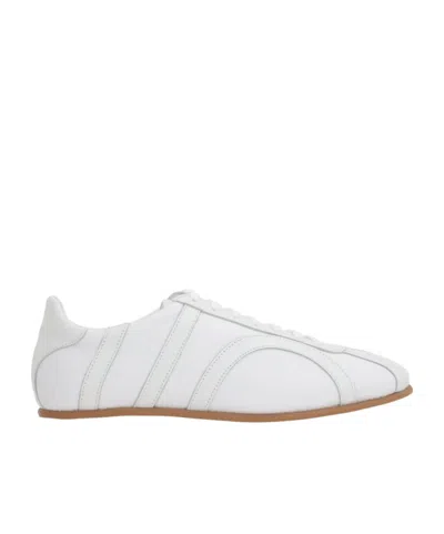 Totême Canvas Low-top Sneakers With Leather Profiles In White