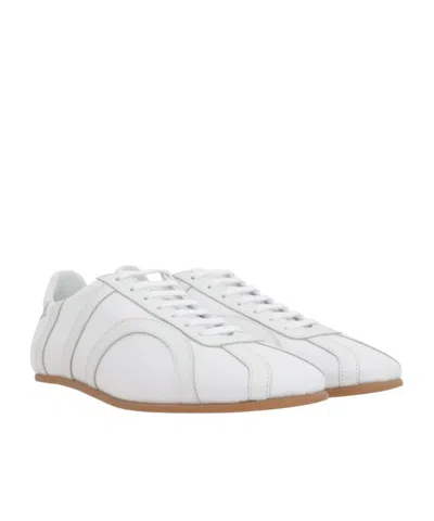 Totême Canvas Low-top Sneakers With Leather Profiles In White