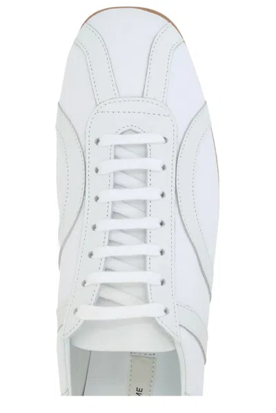 Totême Canvas Low-top Sneakers With Leather Profiles In White
