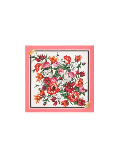 Dolce & Gabbana Silk Twill Floral Print Scarf In Pink
