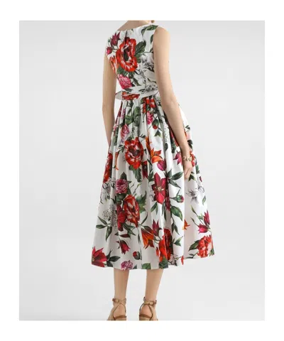 Dolce & Gabbana Flower-print Sleeveless Poplin Dress In Animal Print