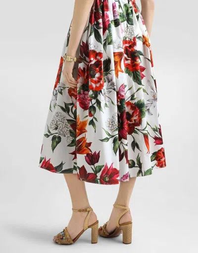 Dolce & Gabbana Flower-print Sleeveless Poplin Dress In Animal Print