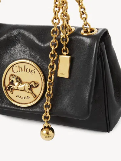 Chloé Chloe Small Heritage Shoulder Bag In Grained Leather In Black