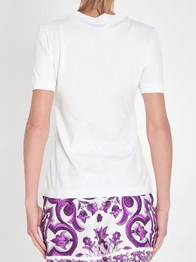 Dolce & Gabbana Women White Maiolica Logo Patch T-shirt, L Luxury T-shirts For Women Darveys In White