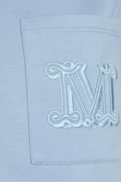 Max Mara Cotton T-shirt Logo Chest Pocket In Blue