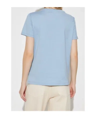 Max Mara Cotton T-shirt Logo Chest Pocket In Blue