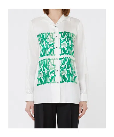 Max Mara Patterned Long-sleeve Shirt In White