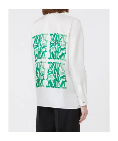 Max Mara Patterned Long-sleeve Shirt In White