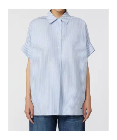 Max Mara Straight-fit Cotton Poplin Shirt In Blue