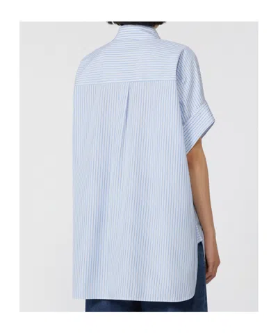Max Mara Straight-fit Cotton Poplin Shirt In Blue