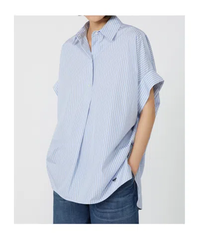 Max Mara Straight-fit Cotton Poplin Shirt In Blue