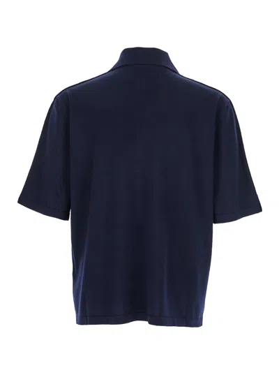 Bottega Veneta Chine Cotton Piquet Polo In Blue