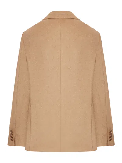 Max Mara Camel Drap Blazer With Sables In Neutral