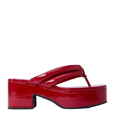 Dries Van Noten 60 Patent Leather Thong Sandals In Red