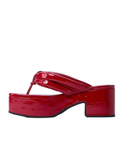 Dries Van Noten 60 Patent Leather Thong Sandals In Red