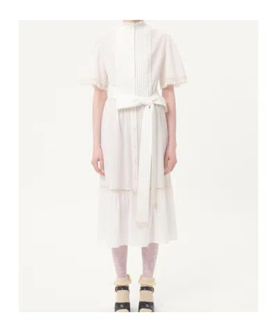 Valentino Cotton Belted Midi Dress In White