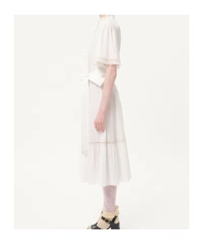 Valentino Cotton Belted Midi Dress In White