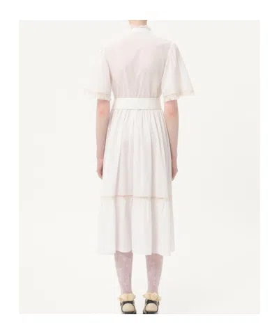 Valentino Cotton Belted Midi Dress In White