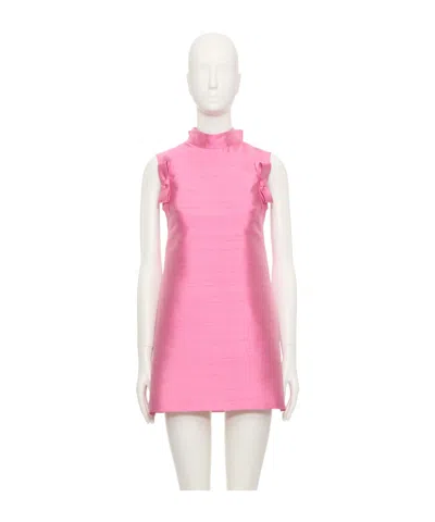 Valentino Bow-detailed Silk-twill Mini Dress In Pink