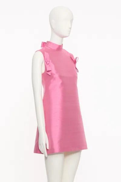 Valentino Bow-detailed Silk-twill Mini Dress In Pink