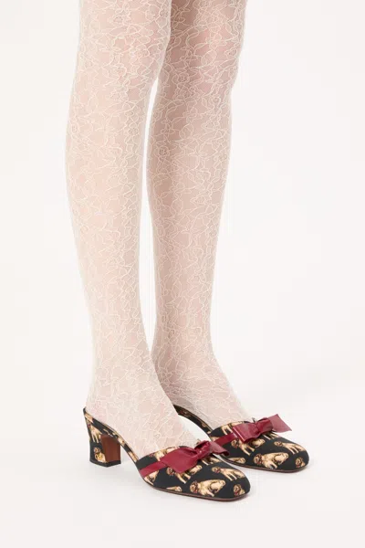 Valentino Knotty 60 Printed Leather Mules In Black