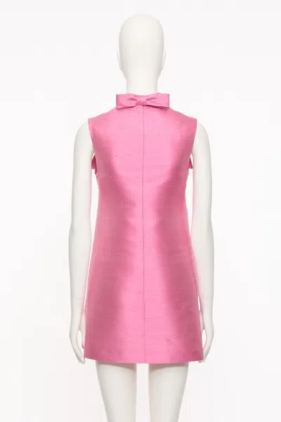 Valentino Bow-detailed Silk-twill Mini Dress In Pink