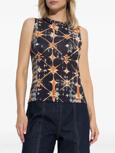 Ulla Johnson Ines Printed Sleeveless Top In Black