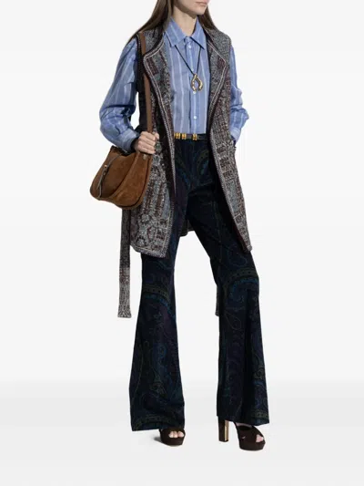 Etro Patterned-jacquard Gilet In Gray