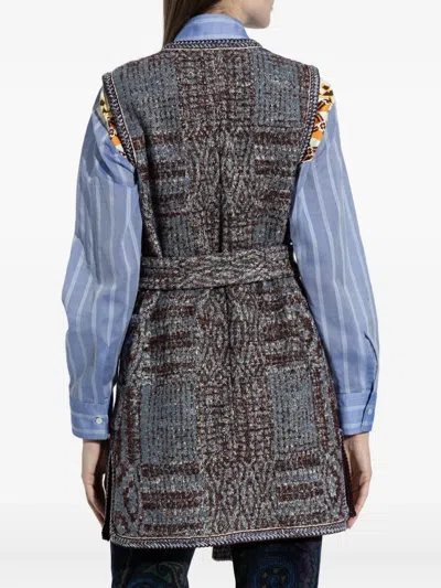 Etro Patterned-jacquard Gilet In Gray