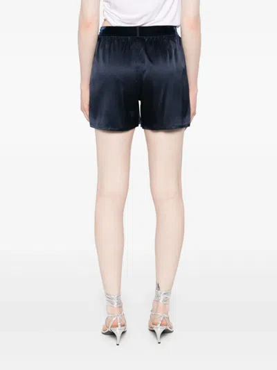 Tom Ford Shorts In Stretch Silk Satin In Blue