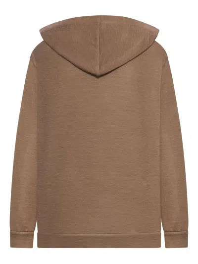 Brunello Cucinelli Cotton And Silk Zip-up Hoodie In Brown
