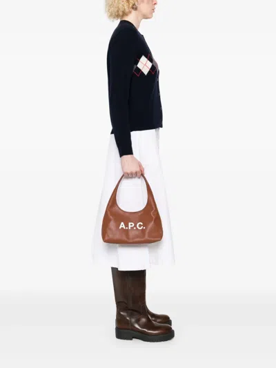 Apc A.p.c. Cognac Brown Shoulder Bag In Brown