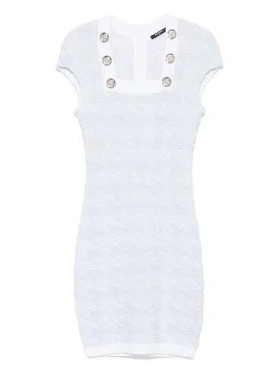 Balmain Tweed Mini Dress In White