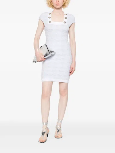 Balmain Tweed Mini Dress In White