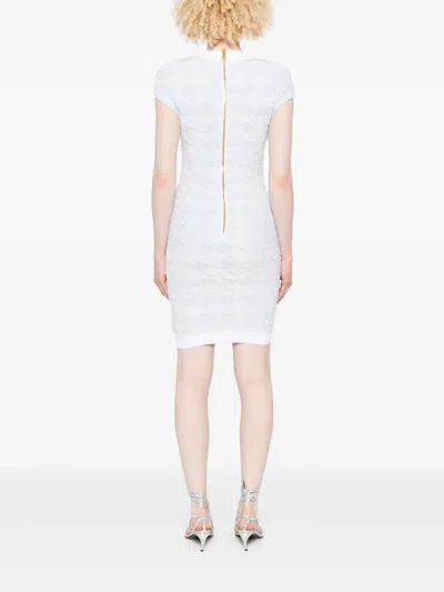 Balmain Tweed Mini Dress In White