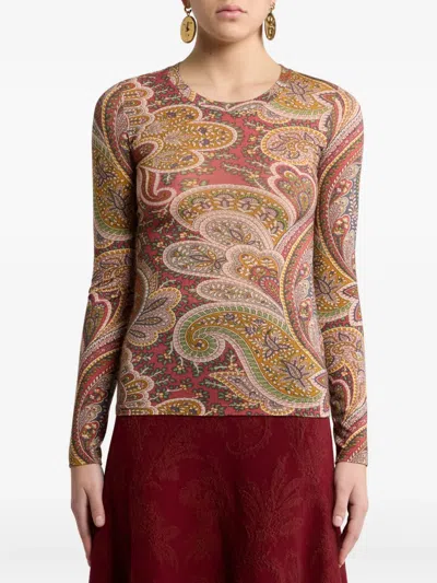 Etro Women Yellow Wool Blend Top In Brown