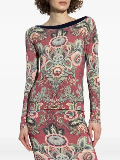 Etro Floral-print Top In Pink