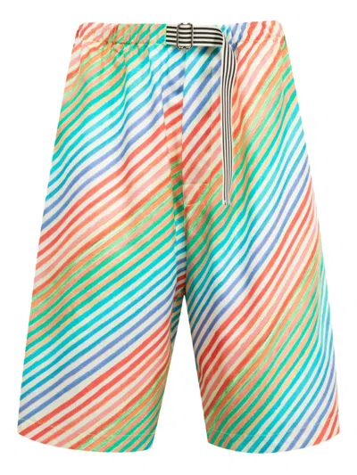 Christopher John Rogers Crayon Stripe Silk Bias Shorts In Multi