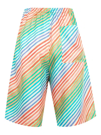 Christopher John Rogers Crayon Stripe Silk Bias Shorts In Multi