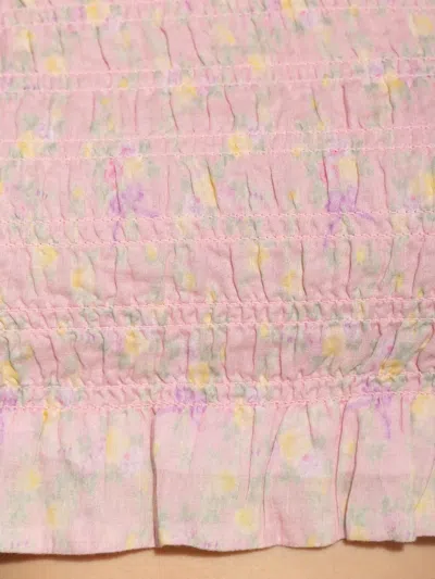 Loveshackfancy Corbin Cotton Mixed Print Top In Pink Lemonade In Pink