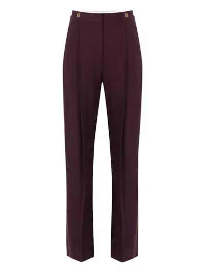 Elisabetta Franchi Trousers With Front Pleats And Belt Loops In Red