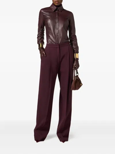 Elisabetta Franchi Trousers With Front Pleats And Belt Loops In Red