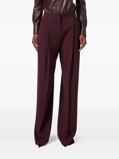 Elisabetta Franchi Trousers With Front Pleats And Belt Loops In Red