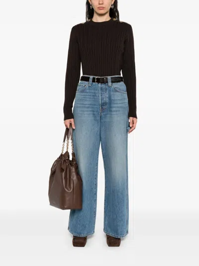 Golden Goose Wool Sweater With Button Detail In Green