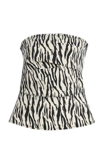 Rotate Birger Christensen 'zebra Print' Strapless Top