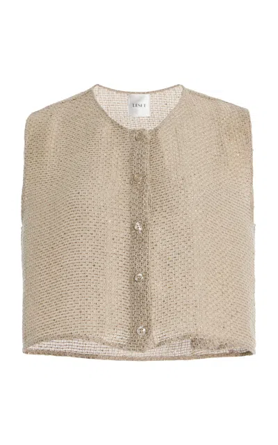 Leset Stella Crewneck Vest In Neutral