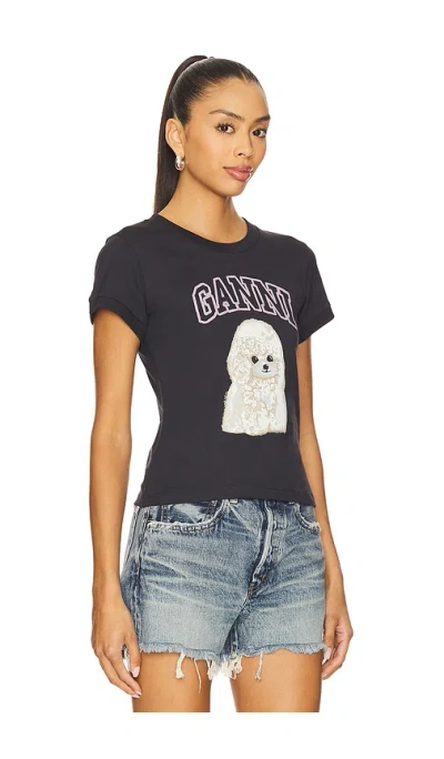 Ganni T-shirt In Cotone Ardesia   Donna In Blue