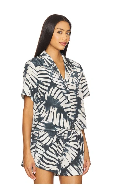 Steve Madden Womens Sandra Printed Button Front Shirt Marguerite High Rise Shorts In Blue