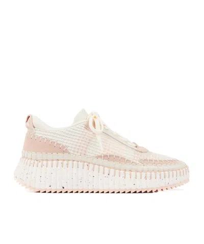 Chloé Nama Beige Mesh Sneakers In Multi